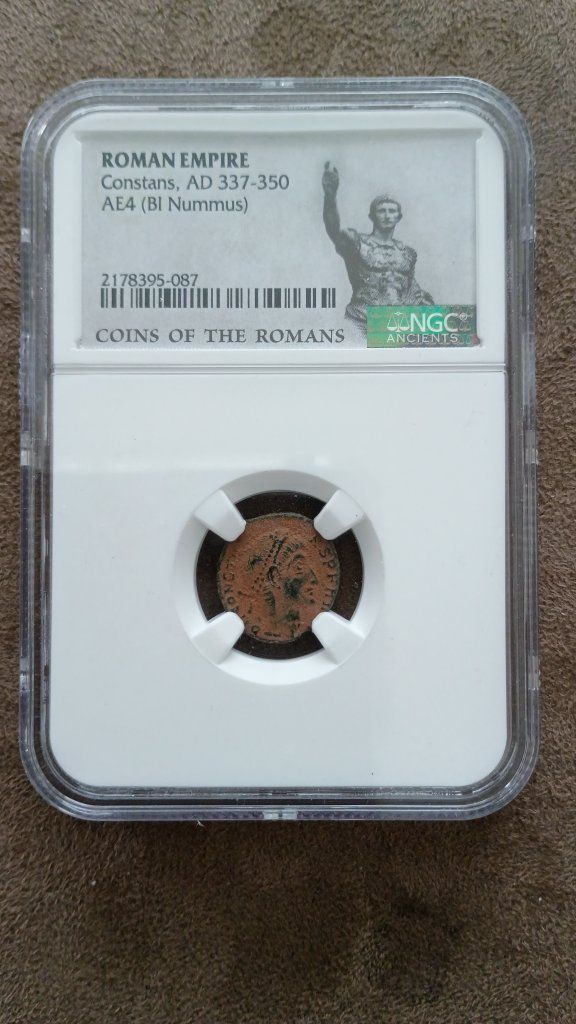 NGC Graded Roman Empire Constans AE4 (BI Nummus) Coin - AD 337-350, Authentic Ancient Coinage