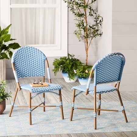 Better Homes & Gardens Lilah Chairs, Blue/White