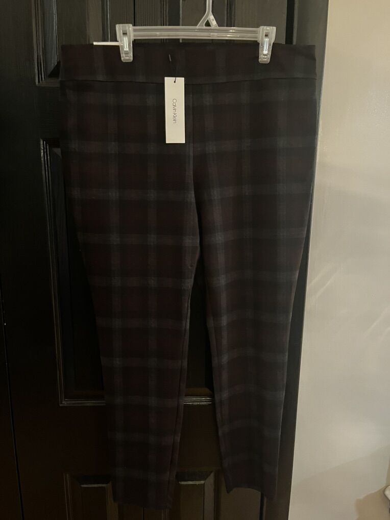 New Womens Plaid Pull On calvin Klein Leggings