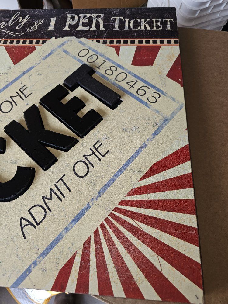 Vintage Style "ADMIT ONE TICKET" Wall Decor Sign - Unique 3D Lettering Art