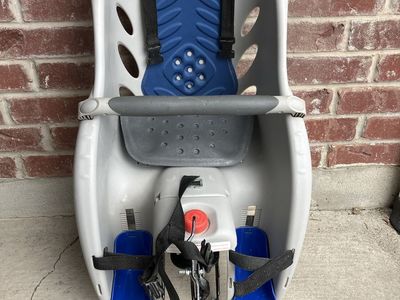 Toddler Bike Seat Child Carrier - Gray/Blue Bicycle Mounted Seat for Kids