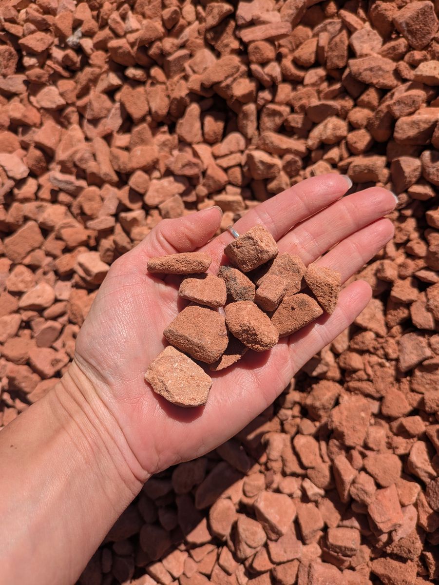 Boulders and 1" Red Rock Gravel