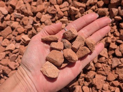 Boulders and 1" Red Rock Gravel