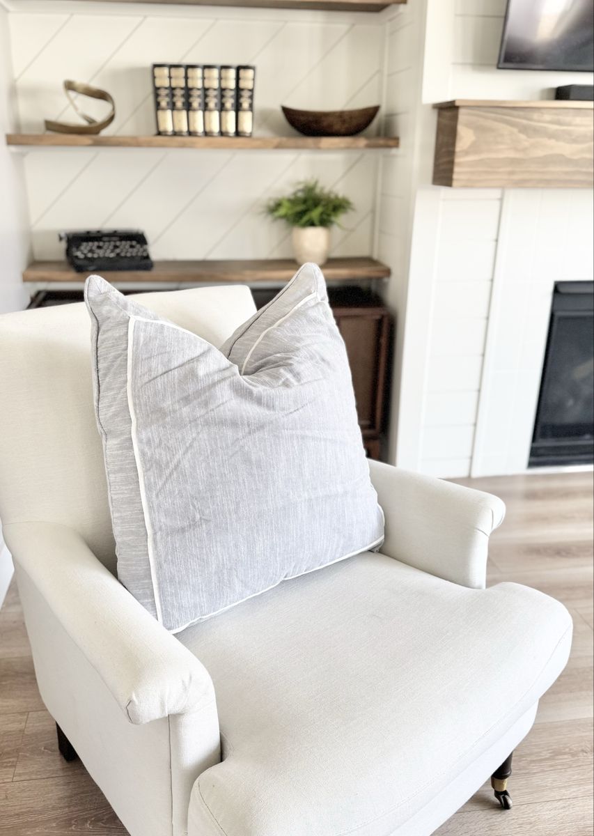 Large Throw Pillow | Soft Blue | White | Coastal