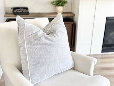 Large Throw Pillow | Soft Blue | White | Coastal