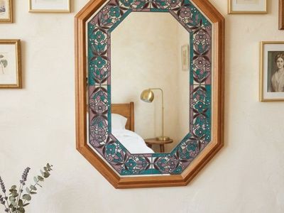 GORGEOUS Stained Glass Floral Mirror