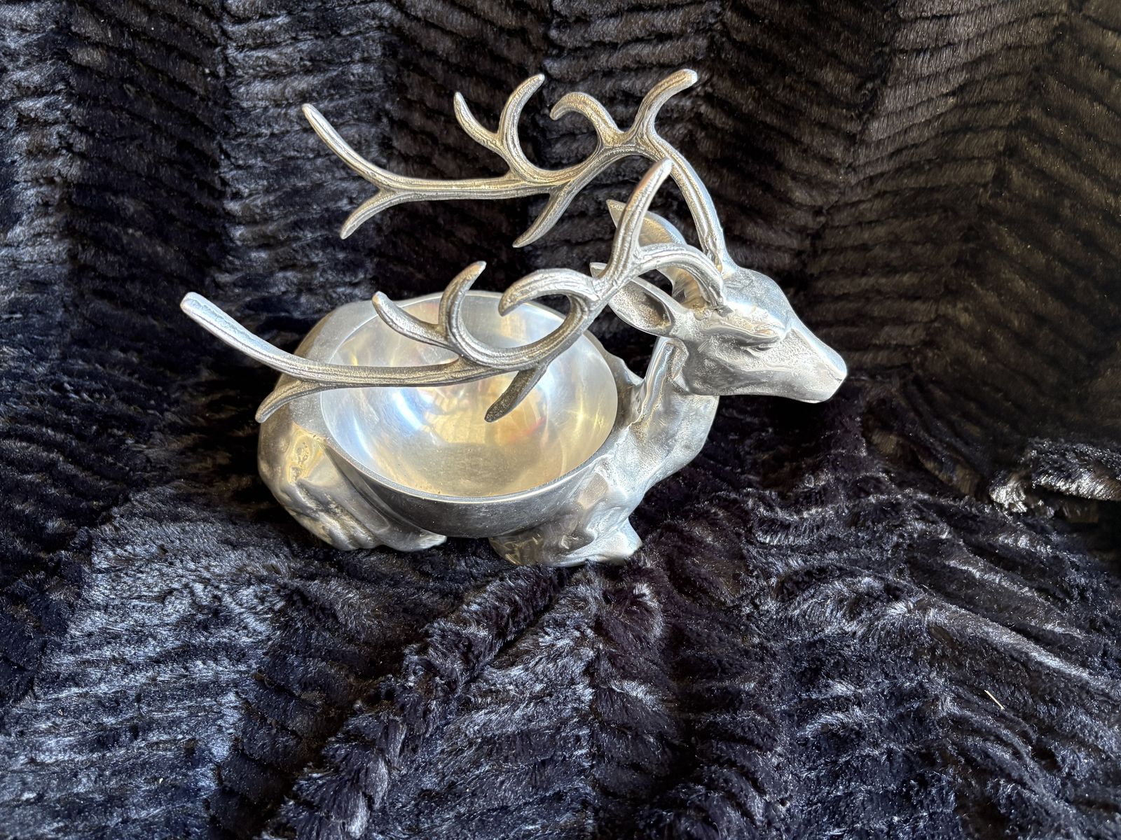 Silver Stag Deer Bowl / Catchall – Rustic Lodge Cabin Decor $60 cash/venmo