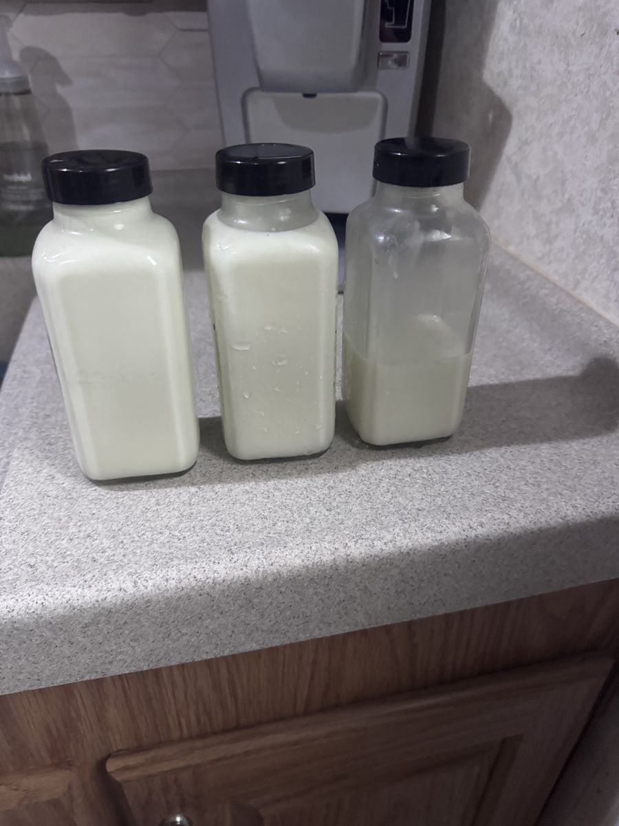 Raw goat milk