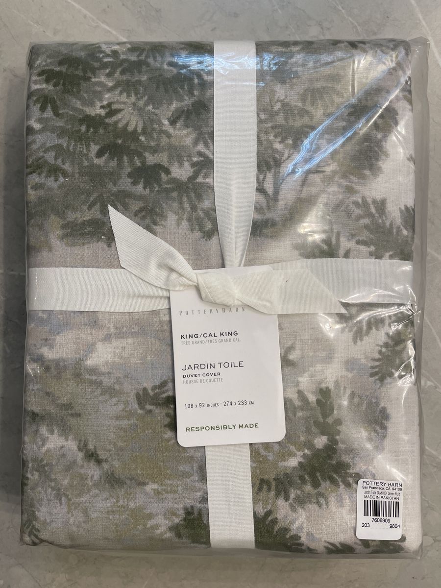 Pottery Barn Jardin Toile King-size Duvet Cover (Green)