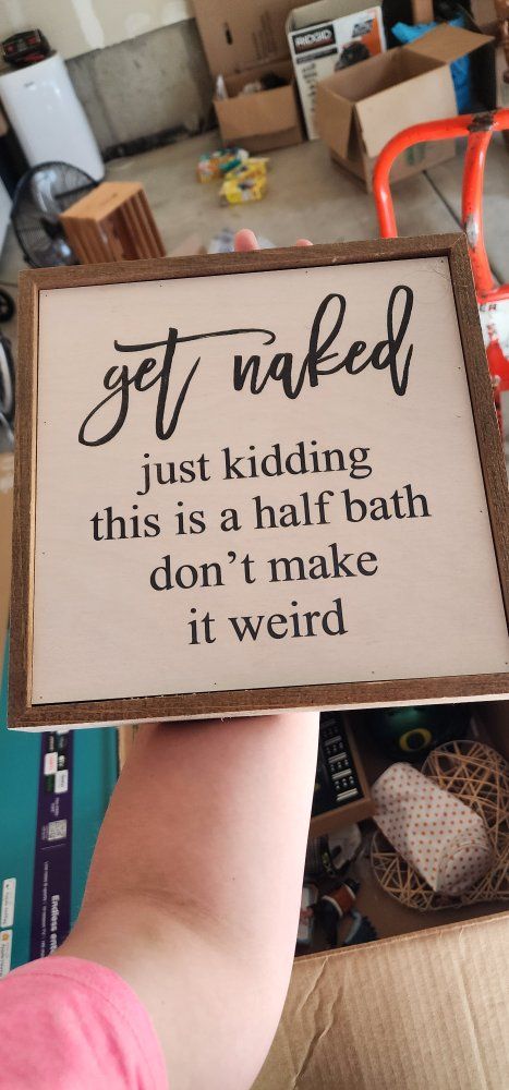 Funny Bathroom Decor Signs - "Get Naked" and "Naptime" - Humorous Wall Art