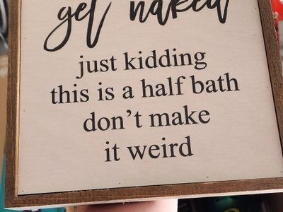 Funny Bathroom Decor Signs - "Get Naked" and "Naptime" - Humorous Wall Art