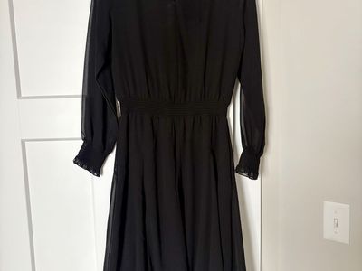 Black Flowy Long Sleeve Dress