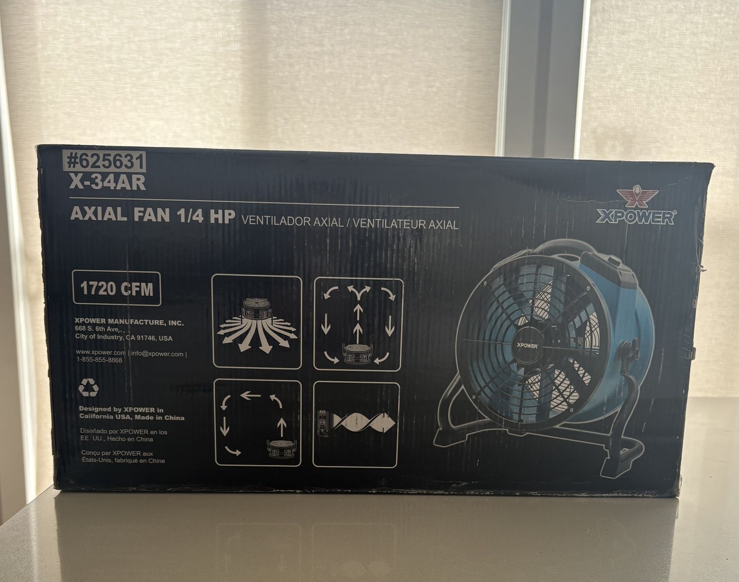 NEW XPOWER 1/4-HP 1720.0-CFM Axial Daisy Chain Compatible Indoor/Outdoor Blower Fan