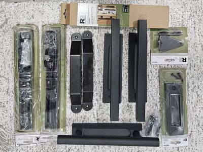 RELIABILT Matte Black hardware. Indoor Single Barn Door Handles, soft close, lock and flat flush plates