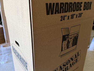 PACKRITE Wardrobe Box 24"x18"x39" Moving & Seasonal Storage with Hanging (x3)