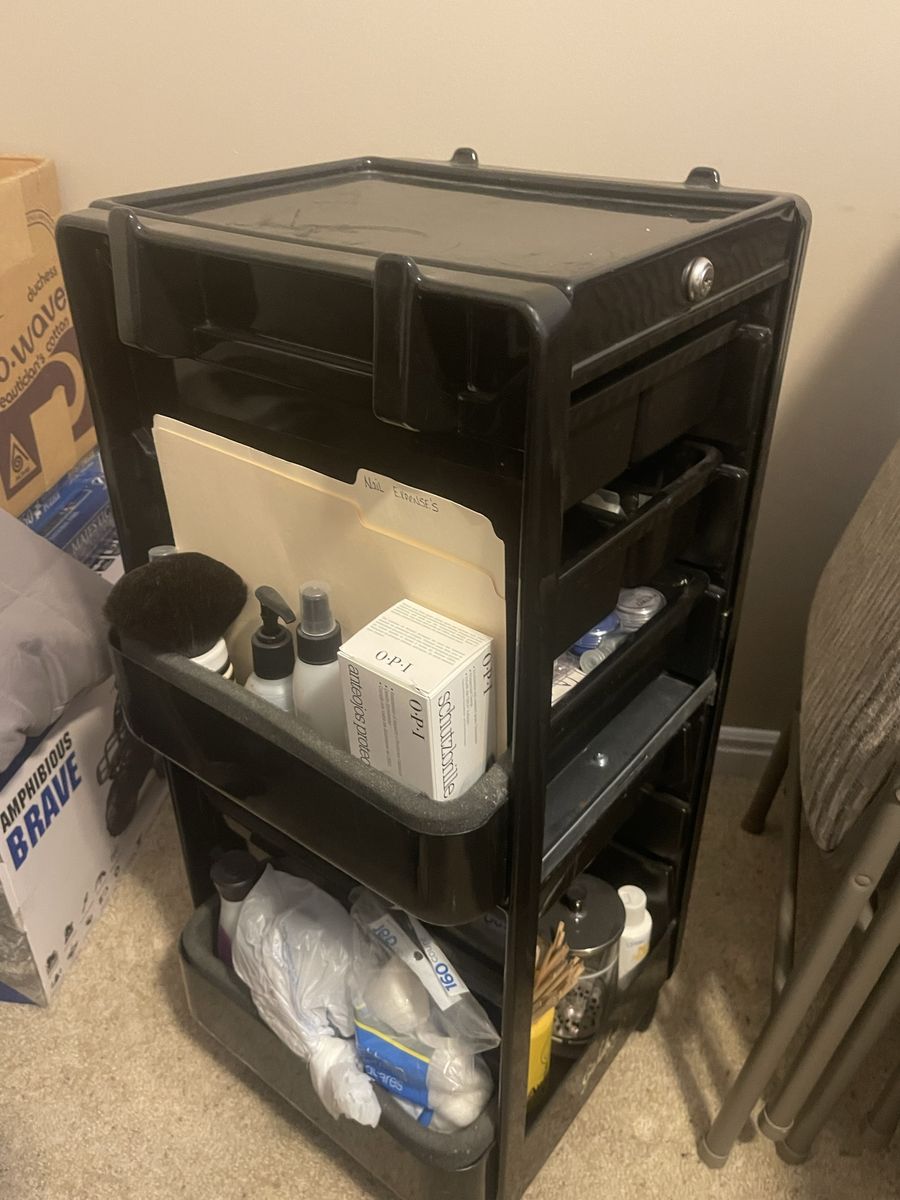 Kayline Gadabout Black Rolling Salon Utility Cart with Multiple Drawers