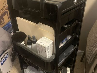 Kayline Gadabout Black Rolling Salon Utility Cart with Multiple Drawers