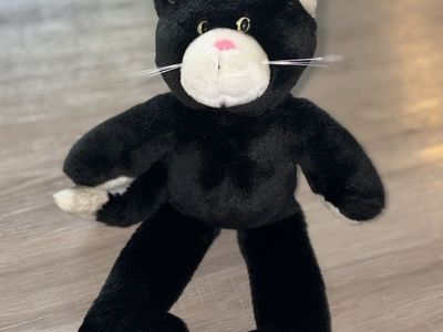 TWEAKS TWEAK The Cat Black White Plush Stuffed Animal Toy 14" Long Rare Pink Nose