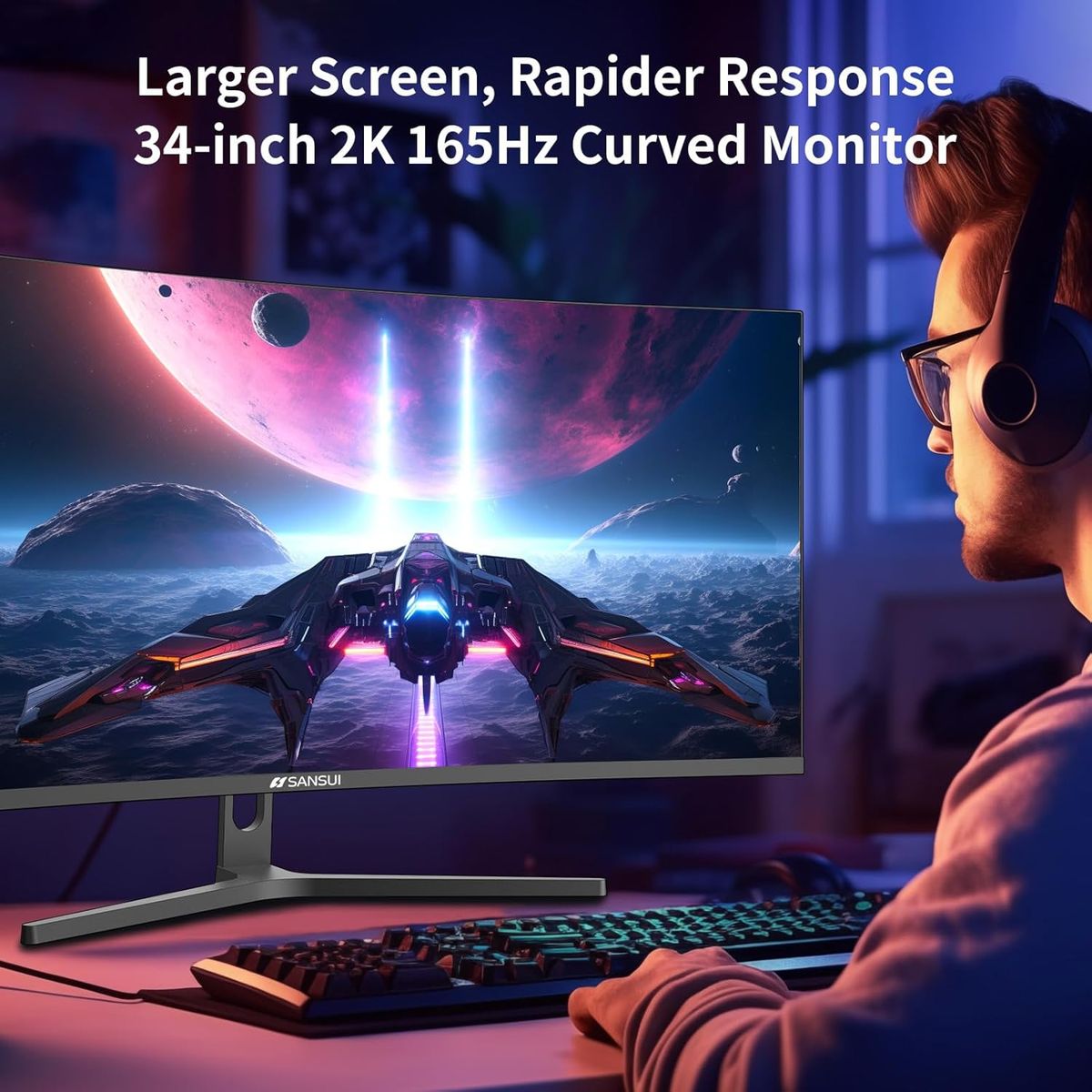 34" SANSUI Gaming Monitor 165 Hz