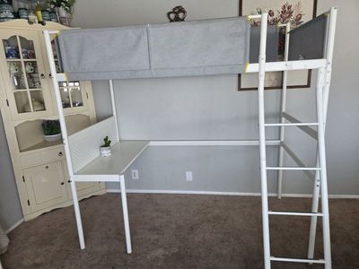 twin Loft bed frame with desk top