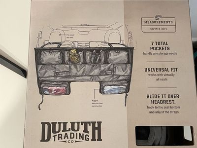 Duluth Trading Co. Back Seat Bunker Car Organizer, 56"W x 30"L, 7 Pockets, Universal Fit