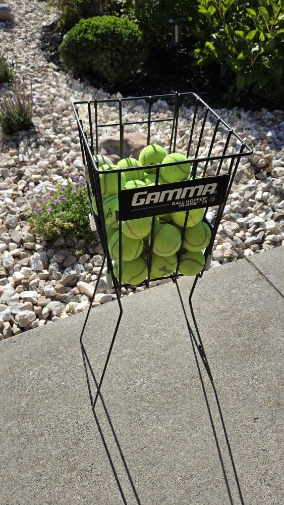Gamma Ball Hopper Hi-Rise 75 Pickleball / Tennis Ball Basket with 30+ Used Tennis Balls - Great Condition