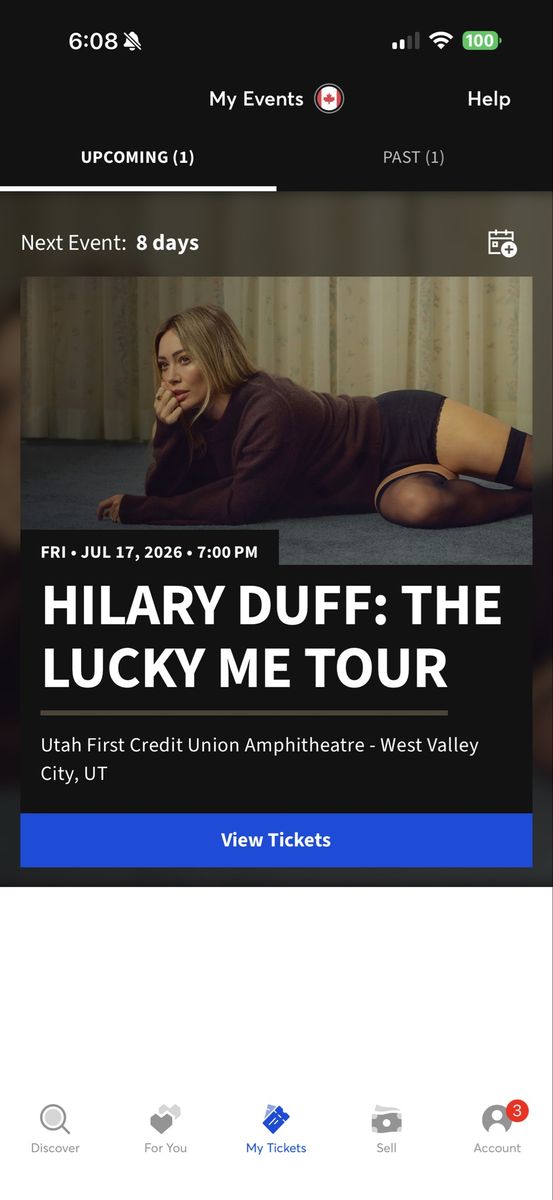 Hilary Duff: The Lucky Me Tour Ticket - July 17, 2026, Section 305, Row F, Seat 9