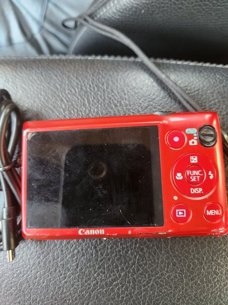 Canon PowerShot ELPH 300 HS 12.1MP Digital Camera - Red, with Charger and Case
