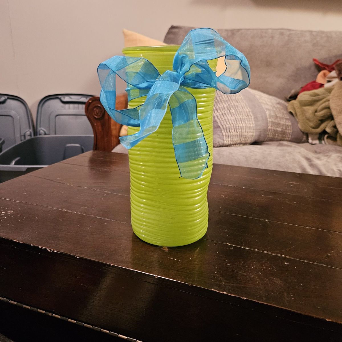 Fluorescent green glass vase