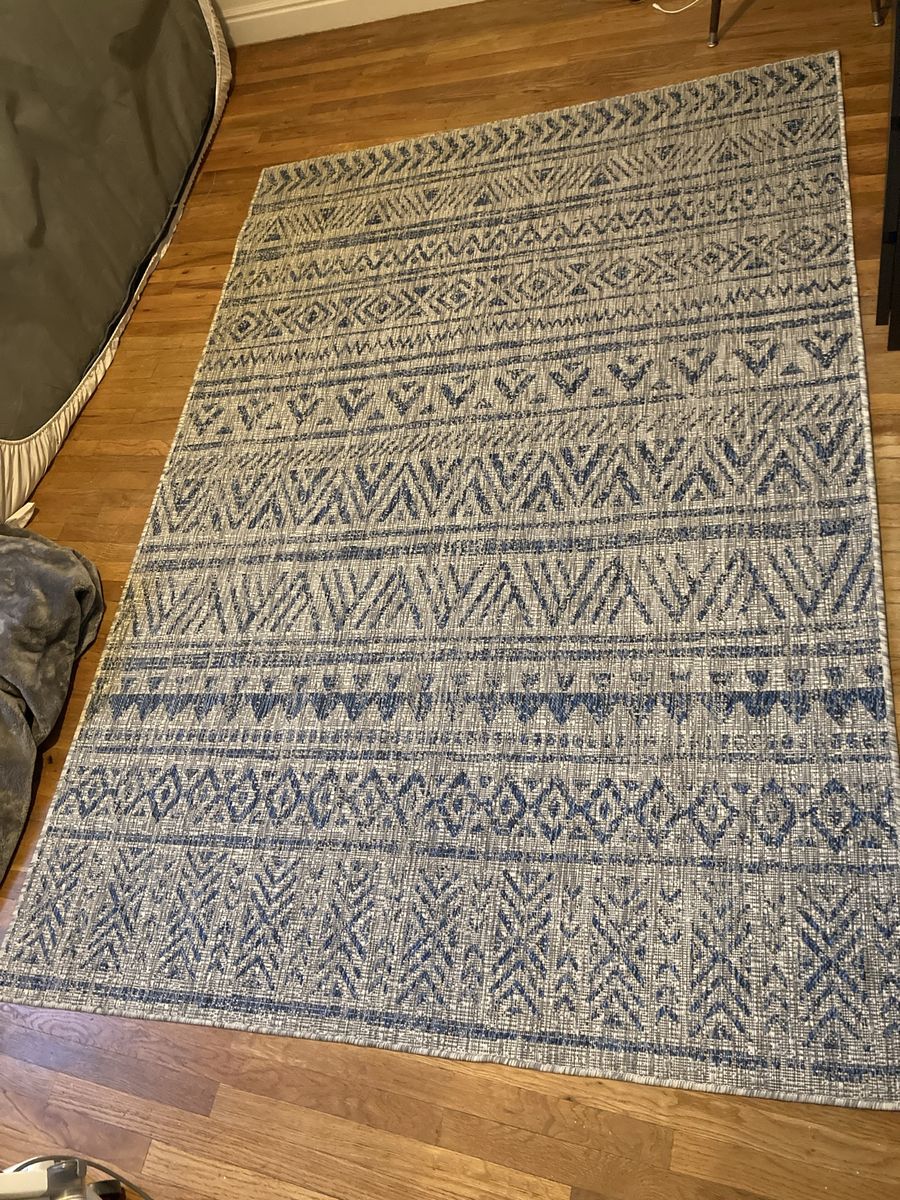 Surya 5’ x 7.5’ blue & gray indoor/outdoor rug