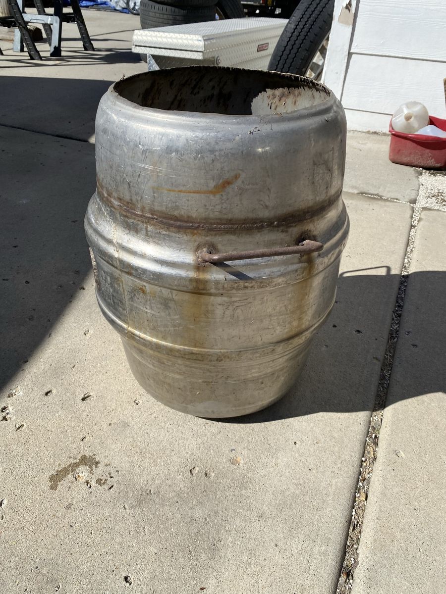 Beer keg garbage can