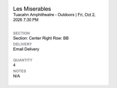 Les Miserables Tickets - Tuacahn Amphitheatre Fri Oct 2 2026 (4 Tickets)