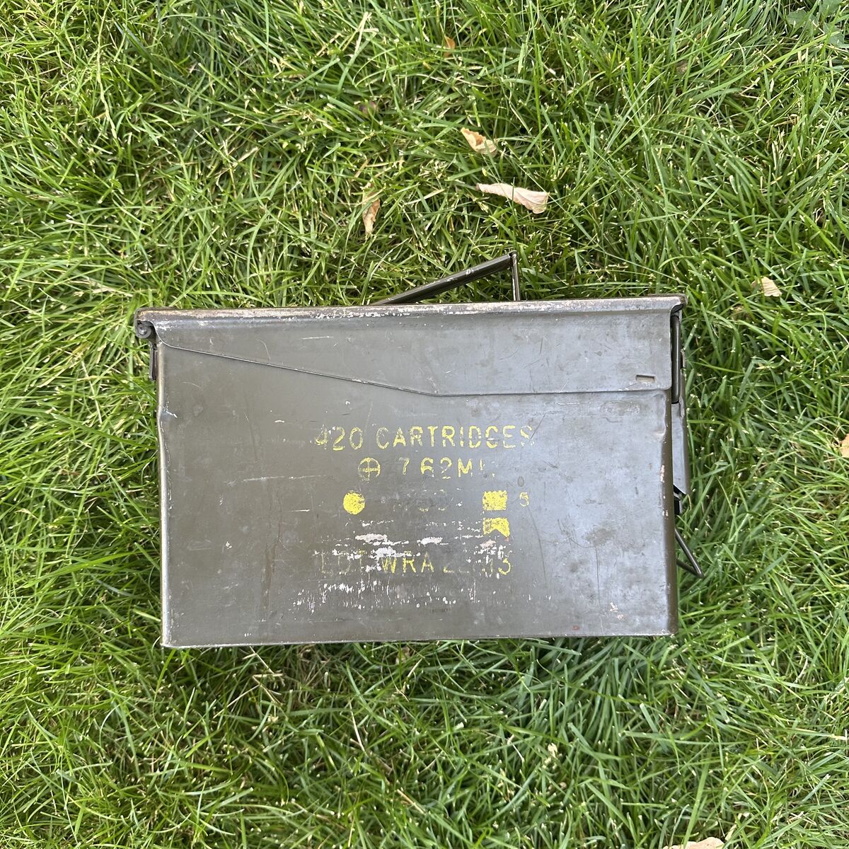 Ammo Can Vintage US Military M60 7.62mm 420 Cartridge Metal Box Storage Green