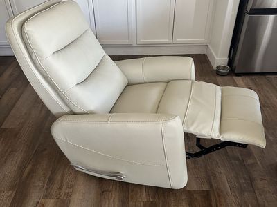 Modern Off-White Leather Recliner Accent Chair