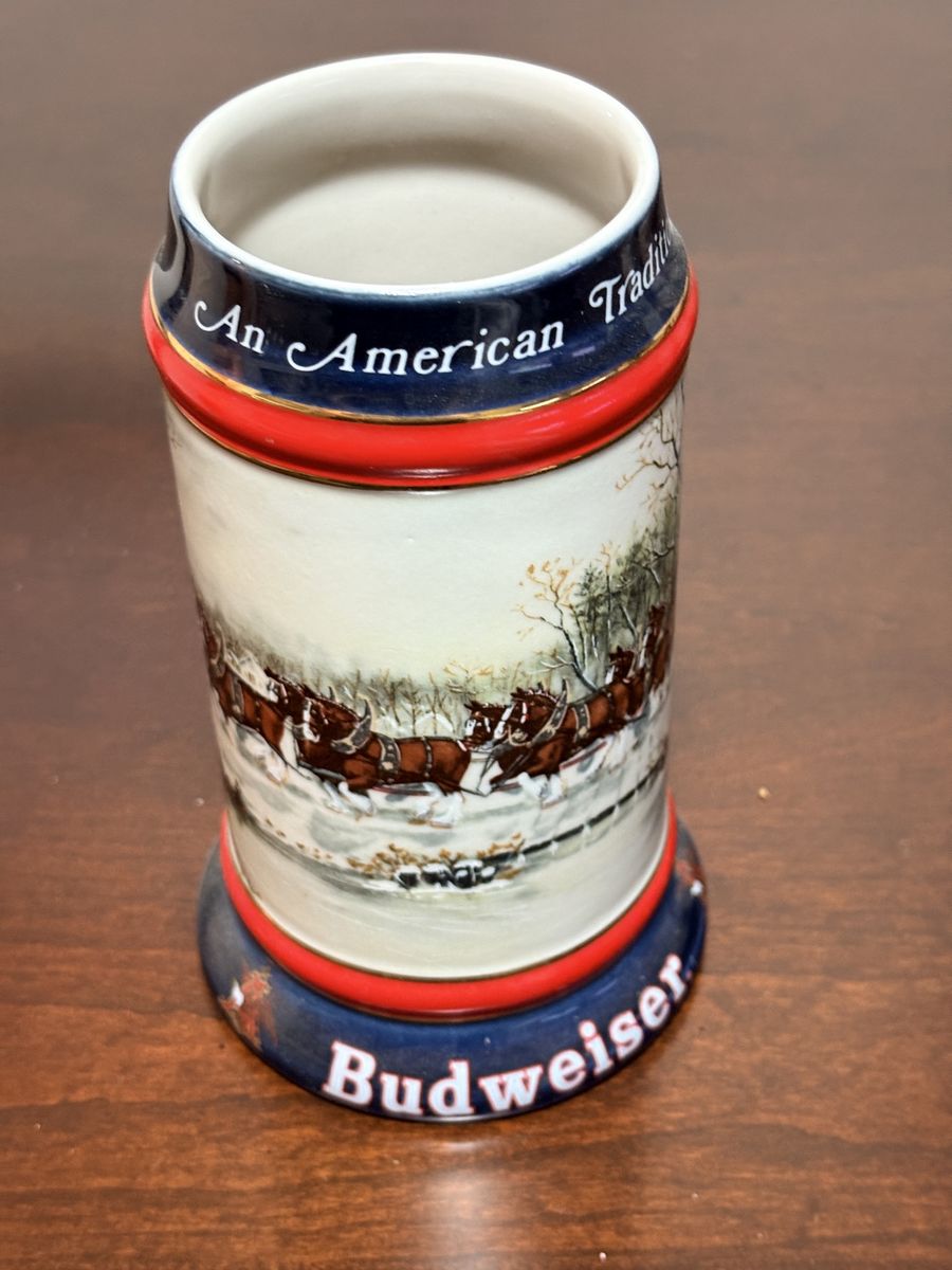 Vintage Budweiser Clydesdale Holiday Beer Steins