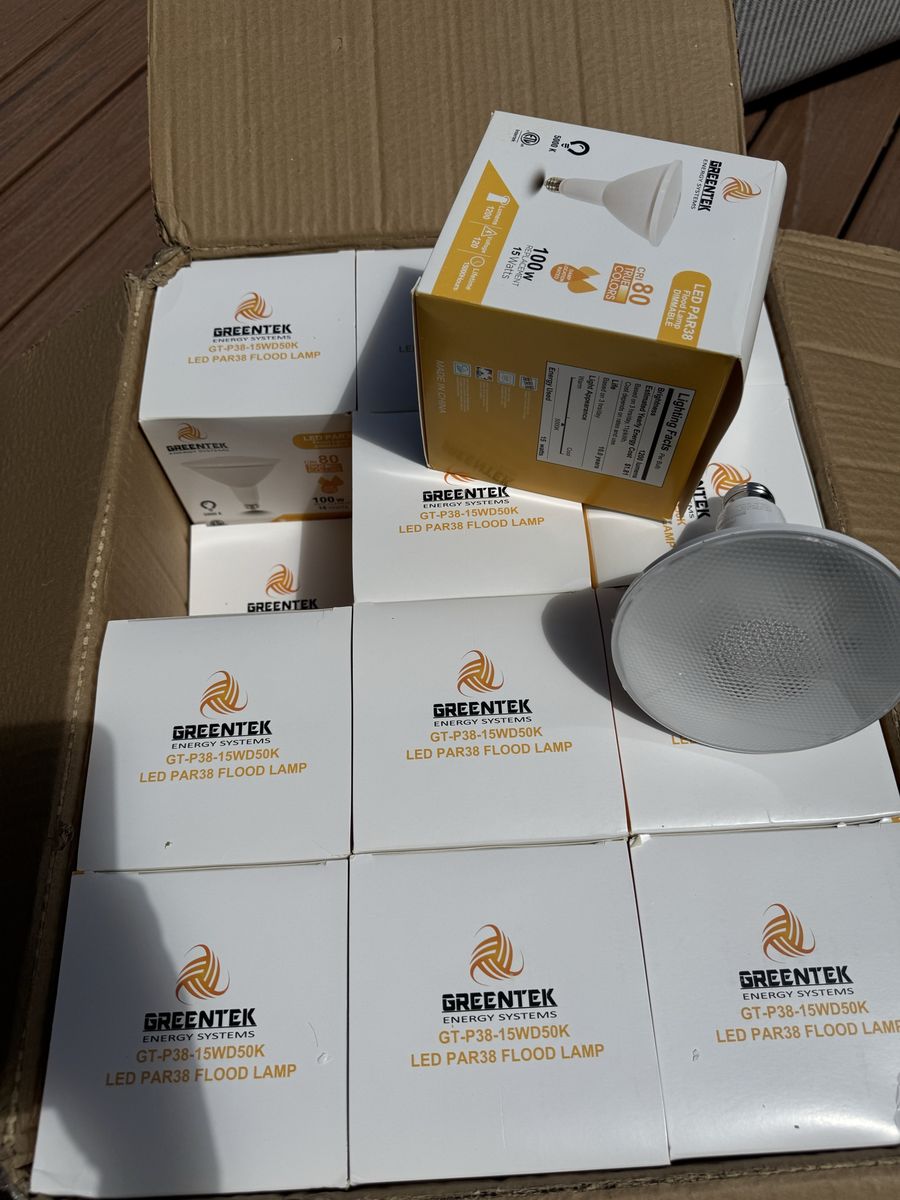 24 Greentek Energy Systems GT-P38-15WD50K Dimmable LED PAR38 Flood Lamp 100W Equivalent (15W)