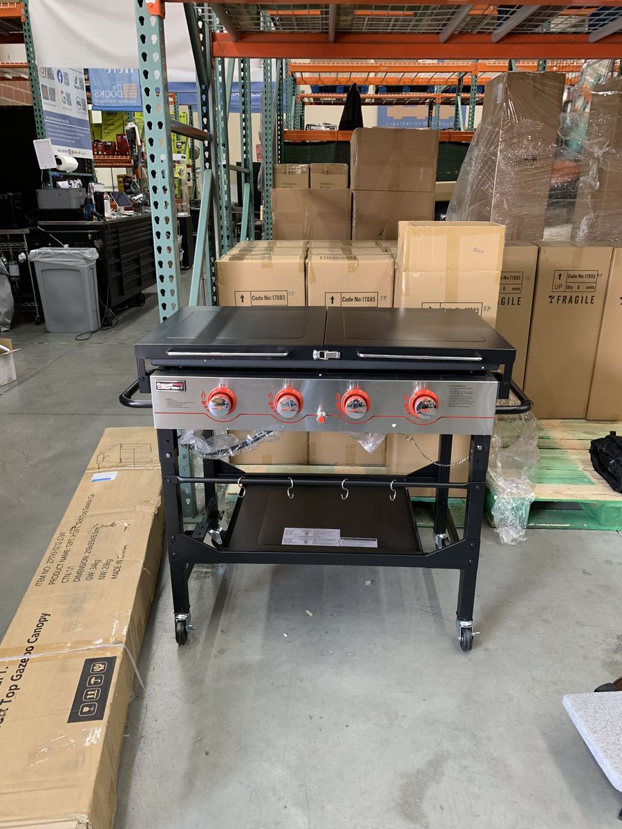 Royal Gourmet 36 in. 4-Burner Propane BBQ Grill in Black Flat Top Gas Griddle with Top Cover Lid, for Large Outdoor Camping