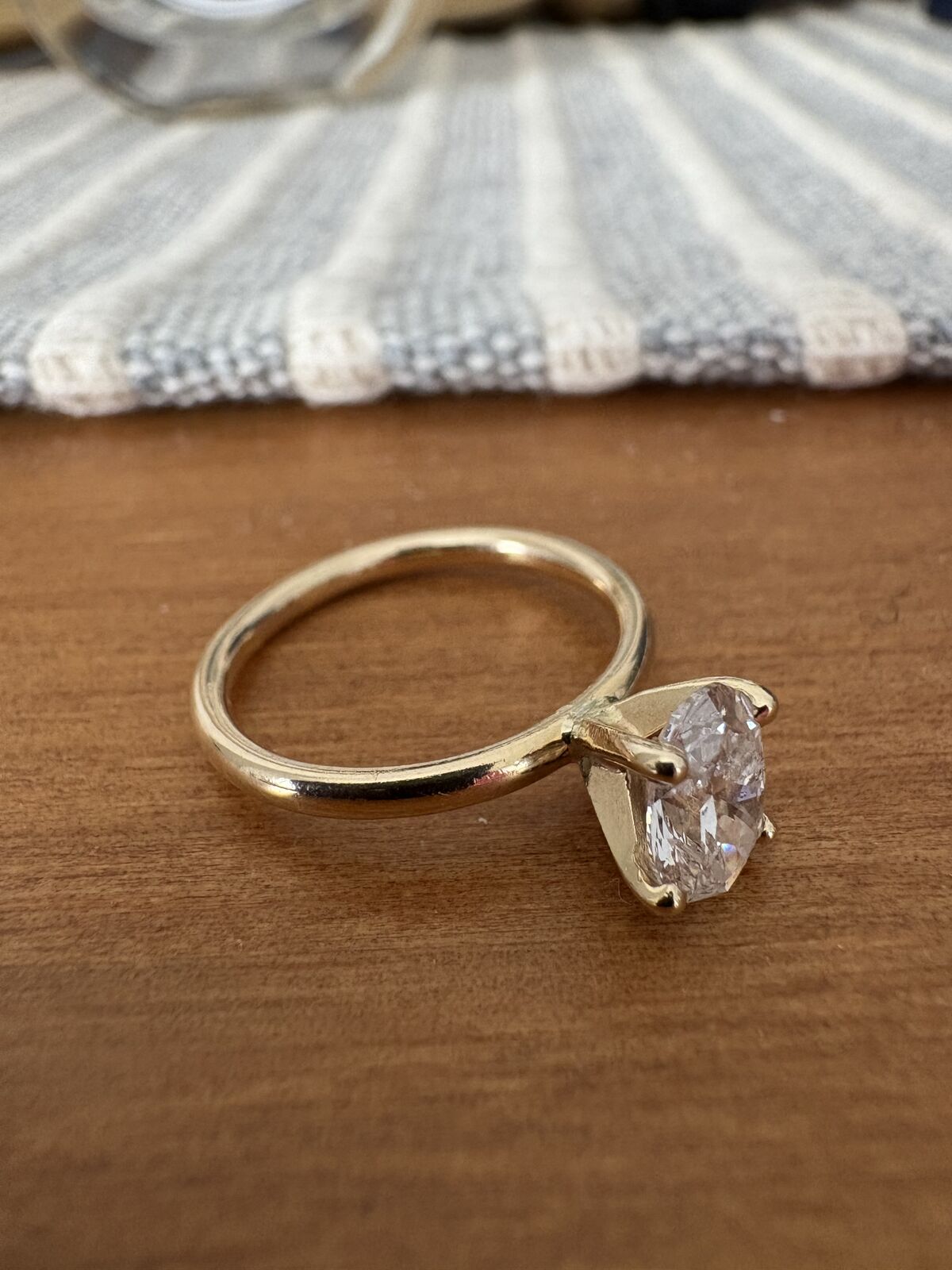 1 Carat Oval Solitaire Natural Diamond Engagement Ring