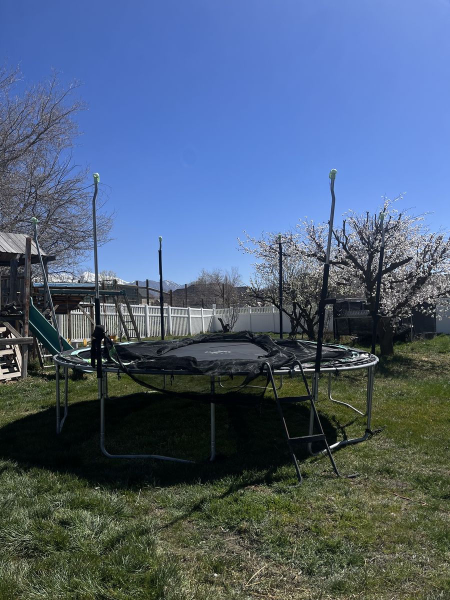 14 ft BouncePro Sports Power Trampoline with Ladder and Net