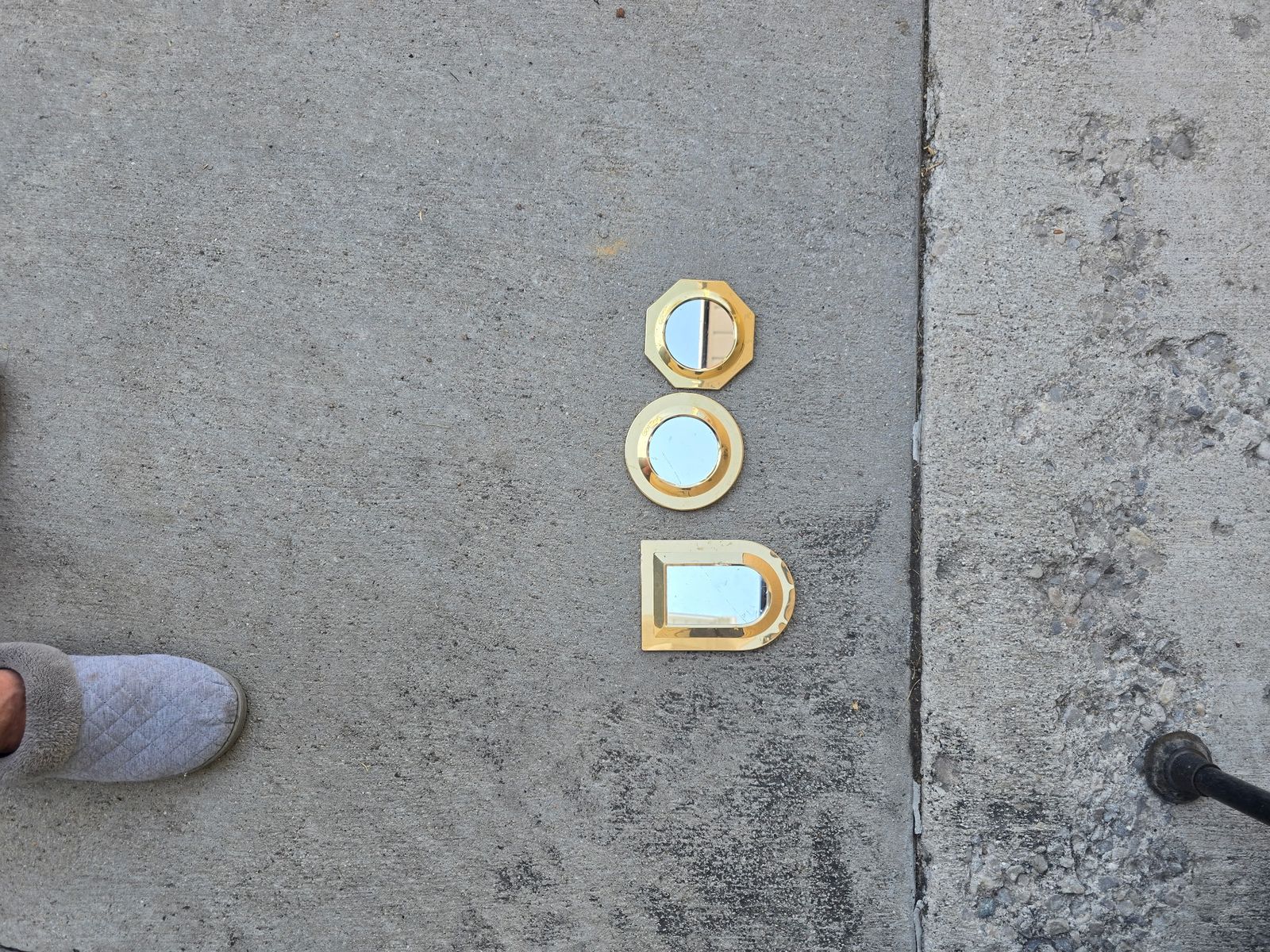 Set of 3 Vintage Brass Miniature Mirrors – Geometric Small Gallery Wall Accent Lot