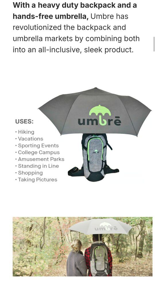 Umbre Handsfree Umbrella Backpack