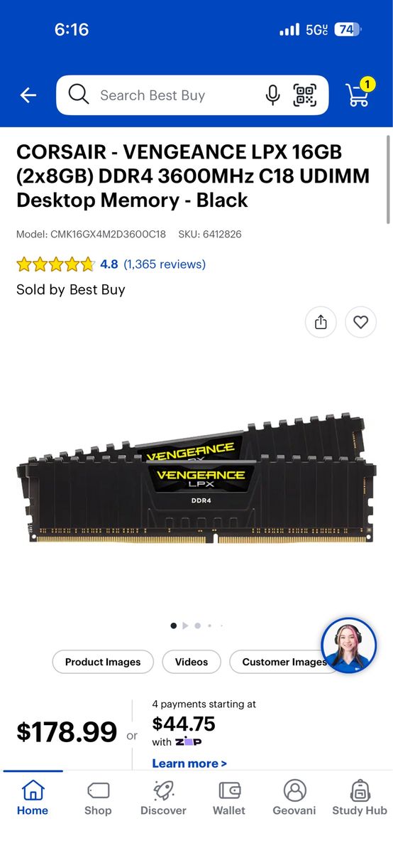 Corsair 16gb ram 3600 mhz c18