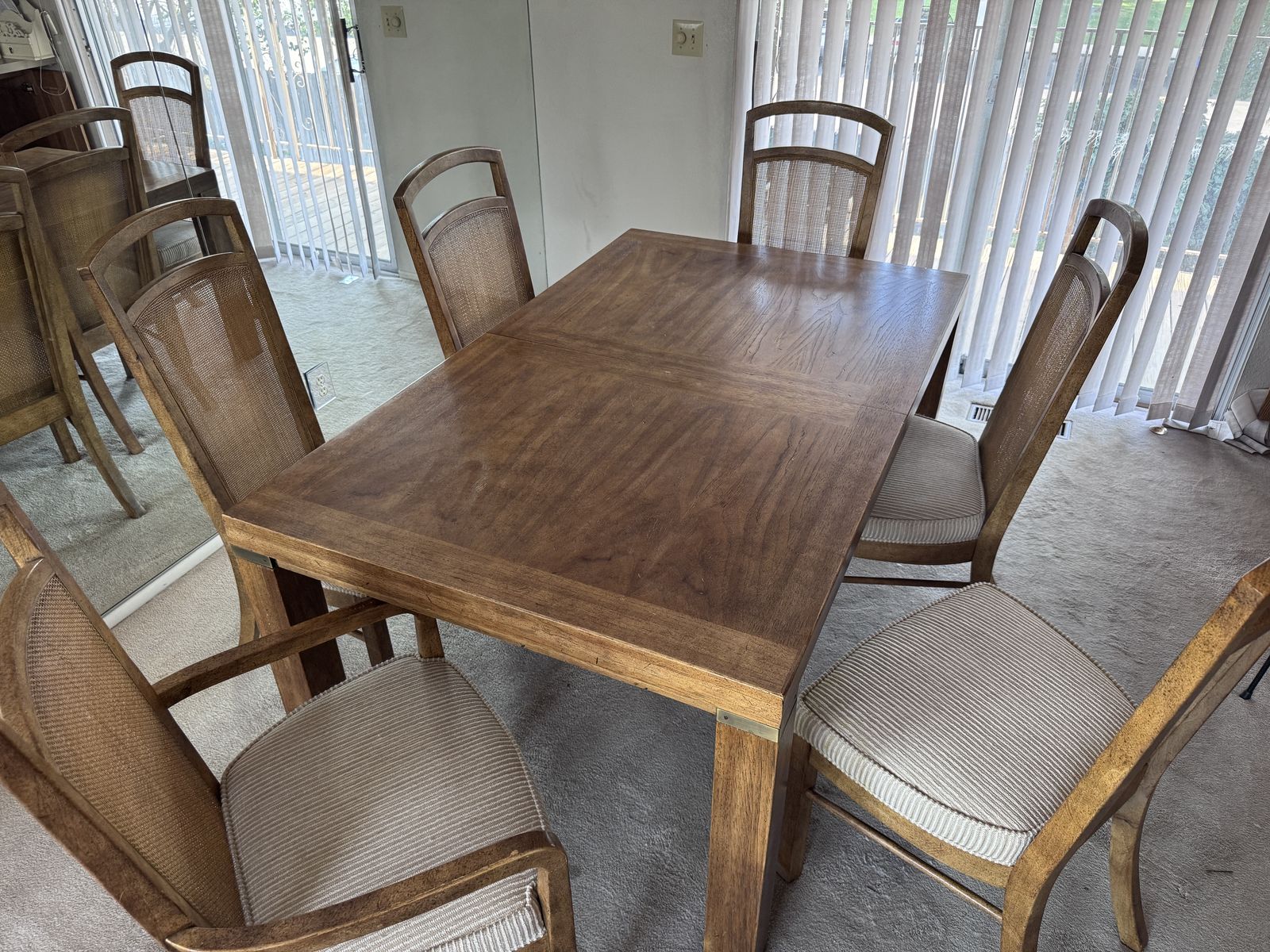 Vintage 1960's Drexel Woodbriar line full dining table and chairs