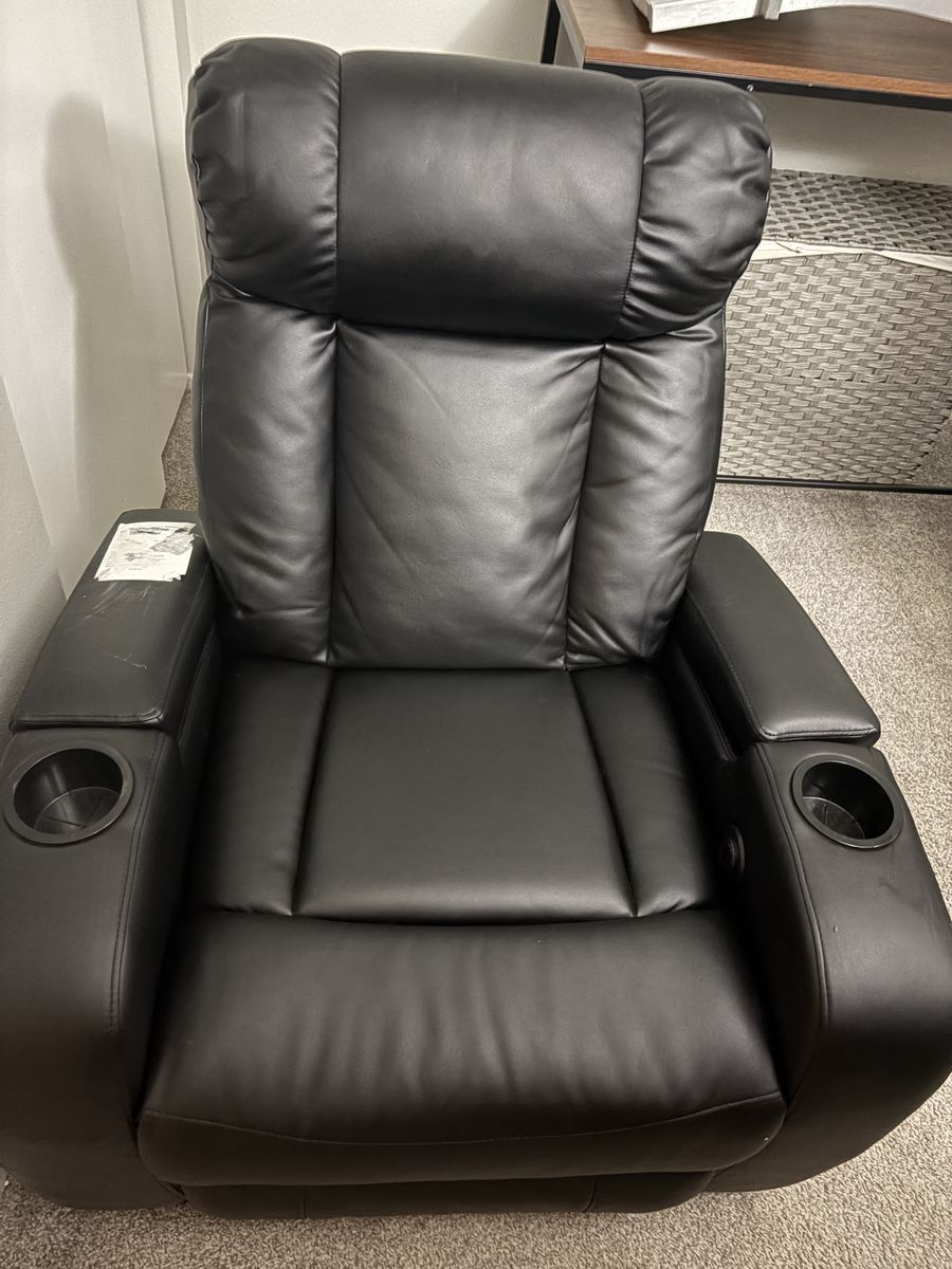Pair of Abbyson Black Home Theater Recliners with Cup Holders