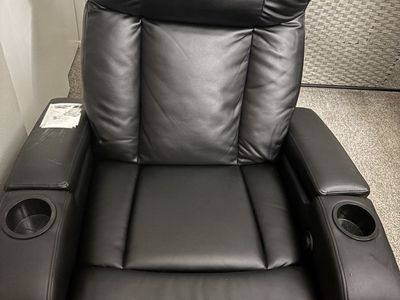 Pair of Abbyson Black Home Theater Recliners with Cup Holders