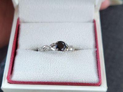 Black Sapphire engagement ring