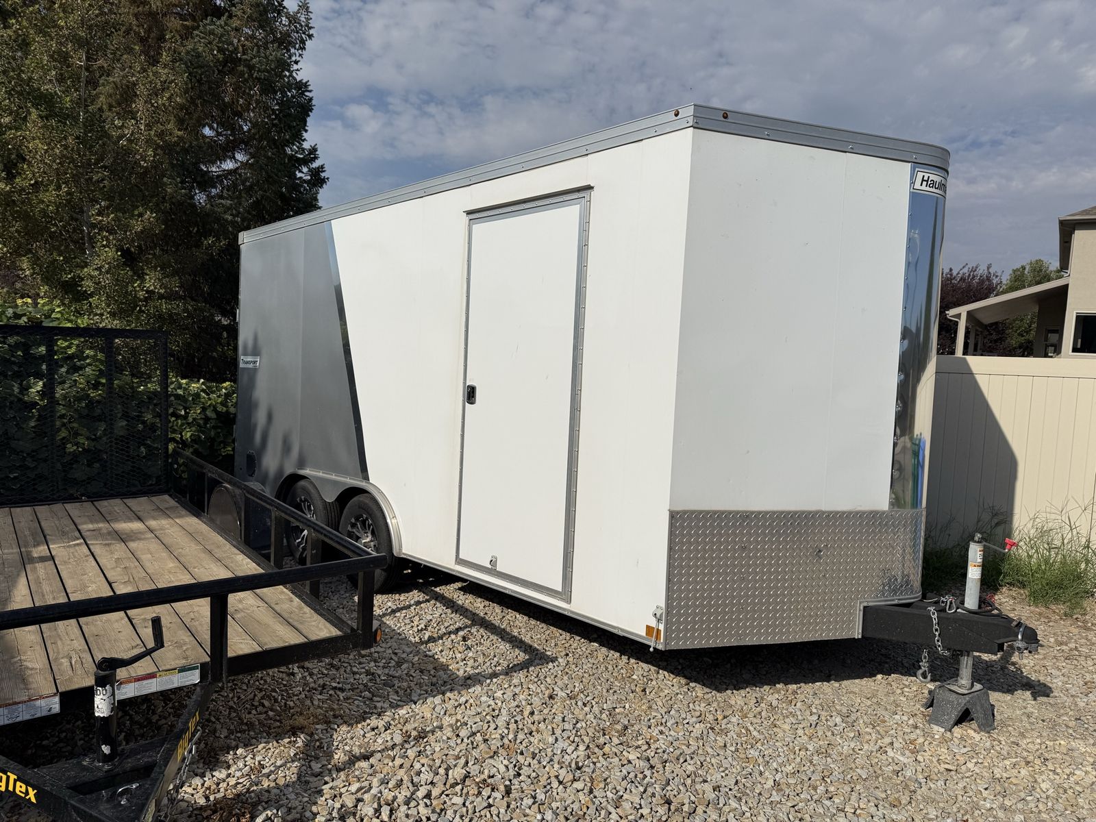 2019 Haulmark Transport Enclosed Cargo Trailer Dual Axle V-Nose White/Gray 8.5x16