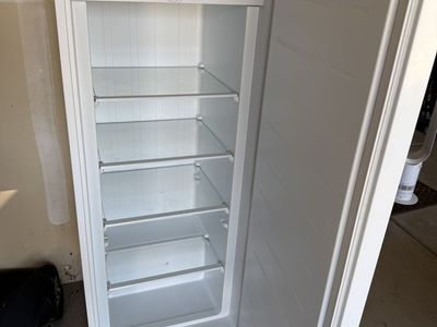 Insignia White Upright Freezer - Dented Top Corner