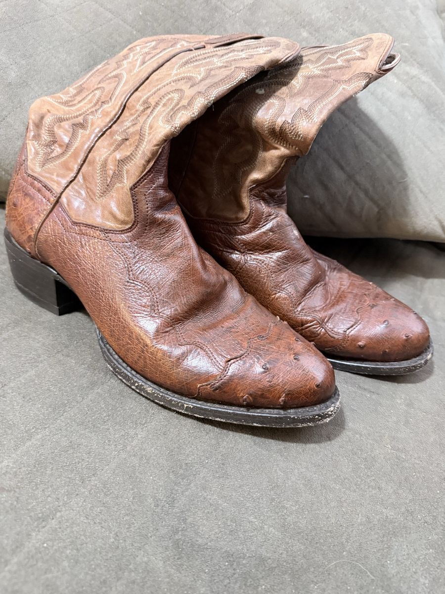 Dan Post Men's Genuine Ostrich Western Cowboy Boots - Brown, Size 8.5 D