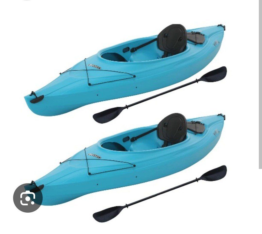 Pair of Blue Lifetime Kayaks with Paddles